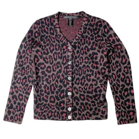 Marc by Marc Jacobs Leopard Lurex Jacquard Cardigan - Picture 1 of 9